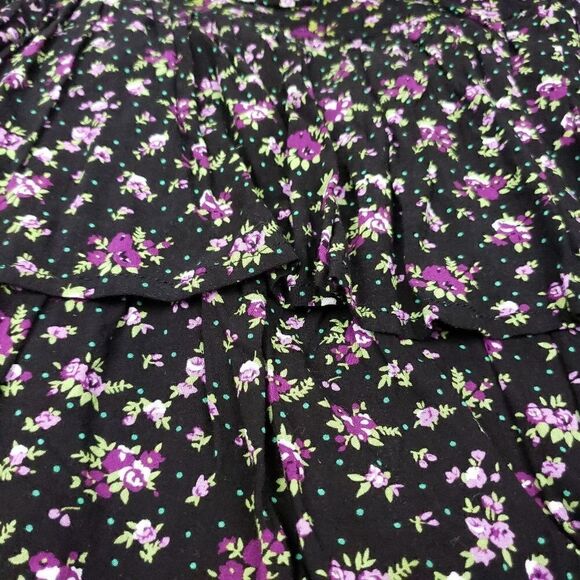 Bebe black floral layered ruffled mini skirt Small - Picture 3 of 7